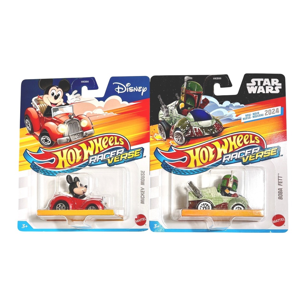 MICKEY MOUSE & BOBA FETT Disney Hot Wheels Racer Verse Character Cars